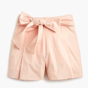J. Crew Cotton Poplin Tie Waist Shorts in Pink